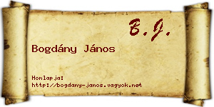 Bogdány János névjegykártya